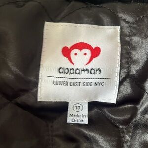 Appaman shimmer /gloss black puffer coat. Girls size 10